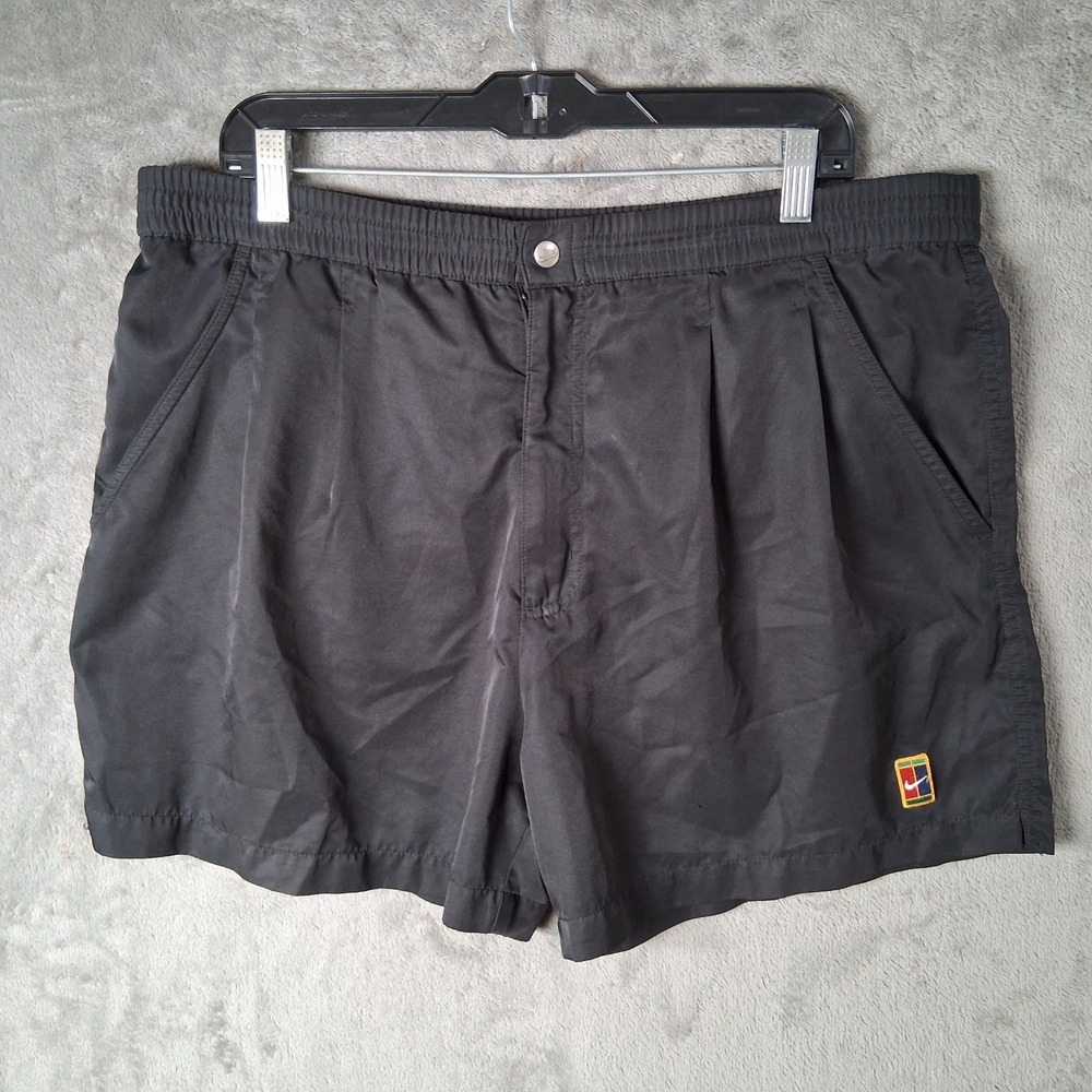 Vintage Nike Court Tennis Shorts Mens Large Black Elastic Waist 5 Inseam 90s